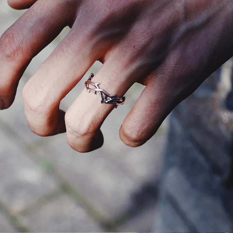 Vintage Style Adherence Men's and Women's Rings with Branches Thorns Couples' Ring Gifts, Fashion and Personality Y2k