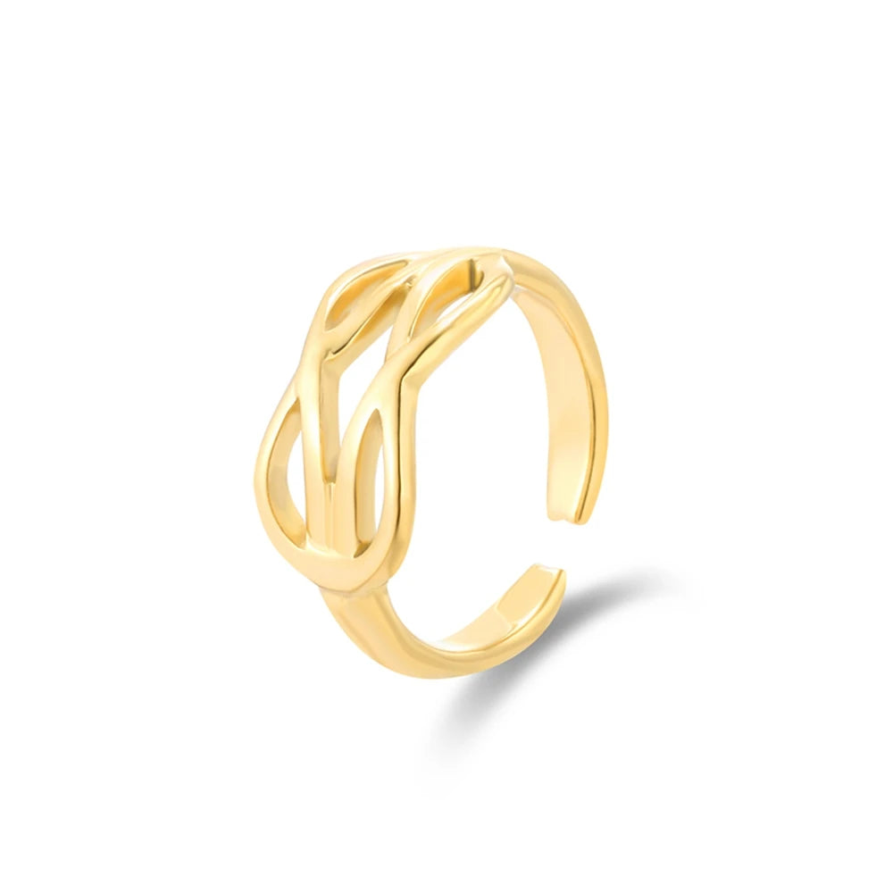 WILD & FREE New In Geometric Metal Stainless Steel Ring for Women Punk Adjustable Ring Aesthetics Y2K Jewelry